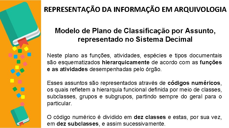 REPRESENTAÇÃO DA INFORMAÇÃO EM ARQUIVOLOGIA Modelo de Plano de Classificação por Assunto, representado no