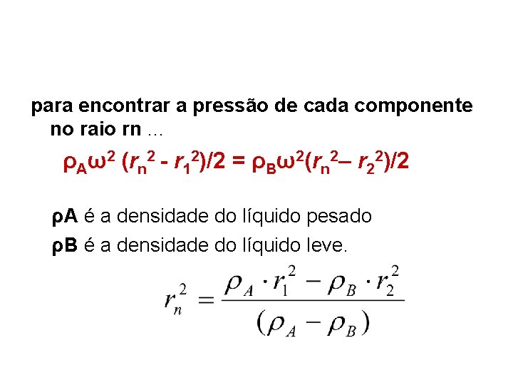 para encontrar a pressão de cada componente no raio rn. . . ρAω2 (rn