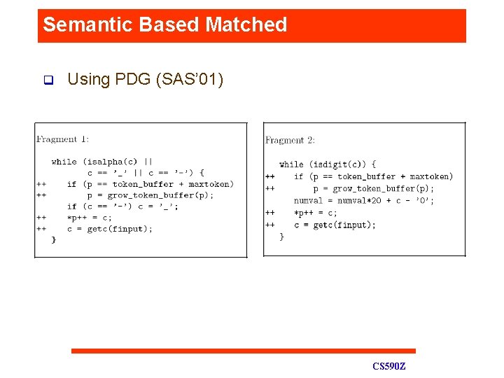 Semantic Based Matched q Using PDG (SAS’ 01) CS 590 Z 