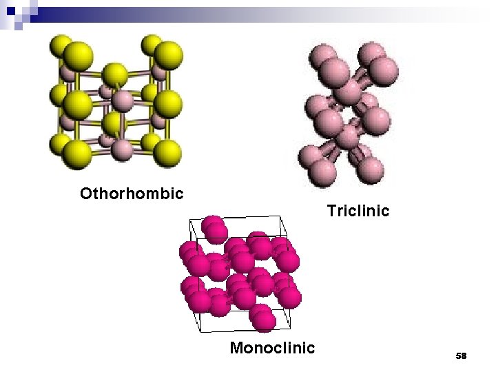 Othorhombic Triclinic Monoclinic 58 