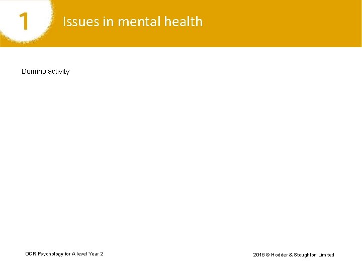 Issues in mental health Domino activity OCR Psychology for A level Year 2 2016