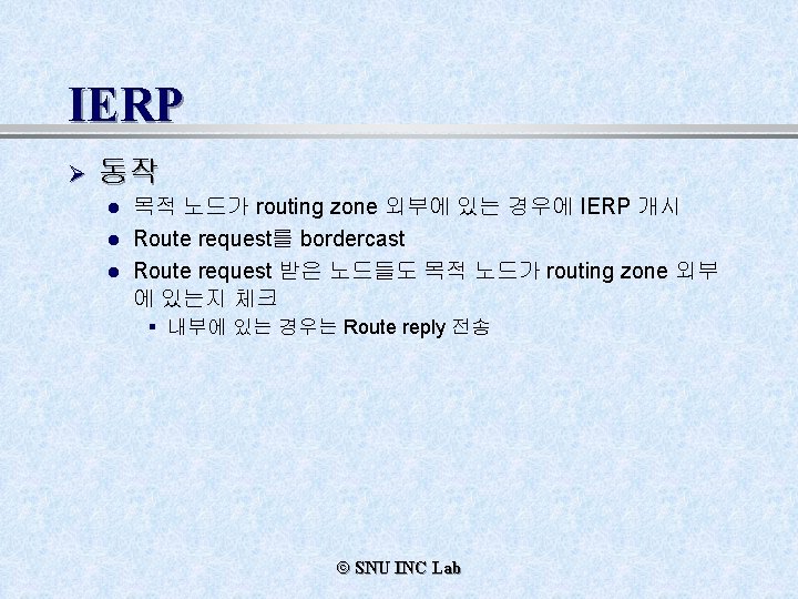 IERP Ø 동작 l l l 목적 노드가 routing zone 외부에 있는 경우에 IERP