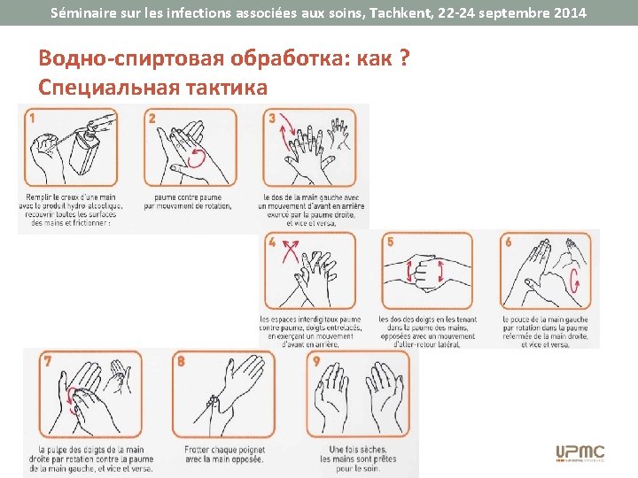 Séminaire sur les infections associées aux soins, Tachkent, 22 -24 septembre 2014 Водно-спиртовая обработка: