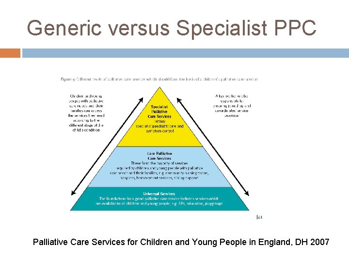 Generic versus Specialist PPC Palliative Care Services for Children and Young People in England,