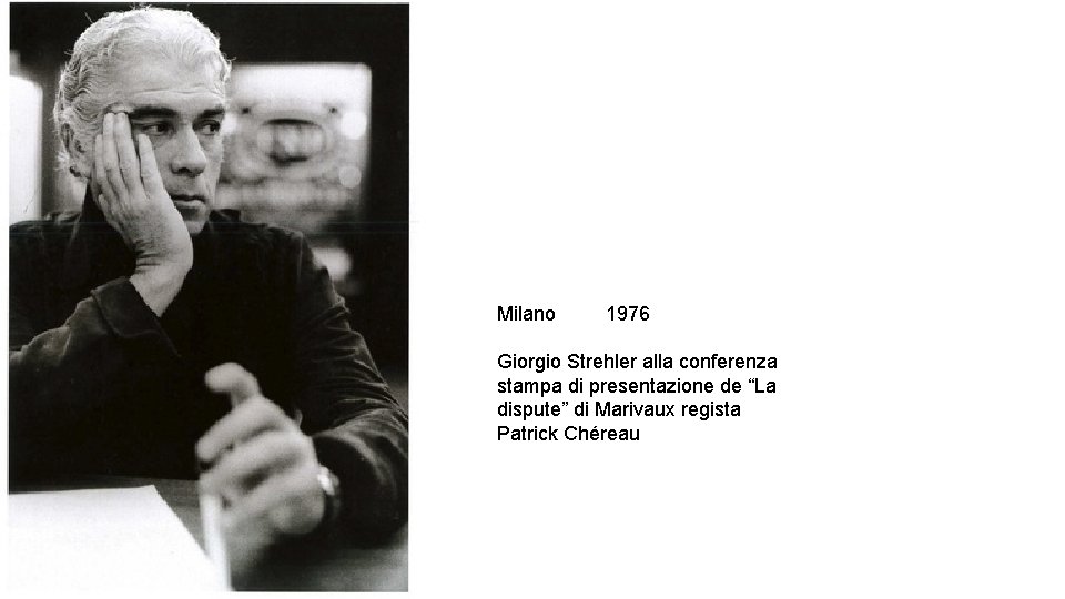 Milano 1976 Giorgio Strehler alla conferenza stampa di presentazione de “La dispute” di Marivaux