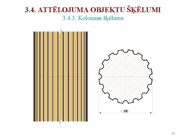 3. 4. ATTĒLOJUMA OBJEKTU ŠĶĒLUMI 3. 4. 3. Kolonnas šķēlums 37 3. 4. ATTĒLOJUMA OBJEKTU ŠĶĒLUMI 3. 4. 3. Kolonnas šķēlums 37