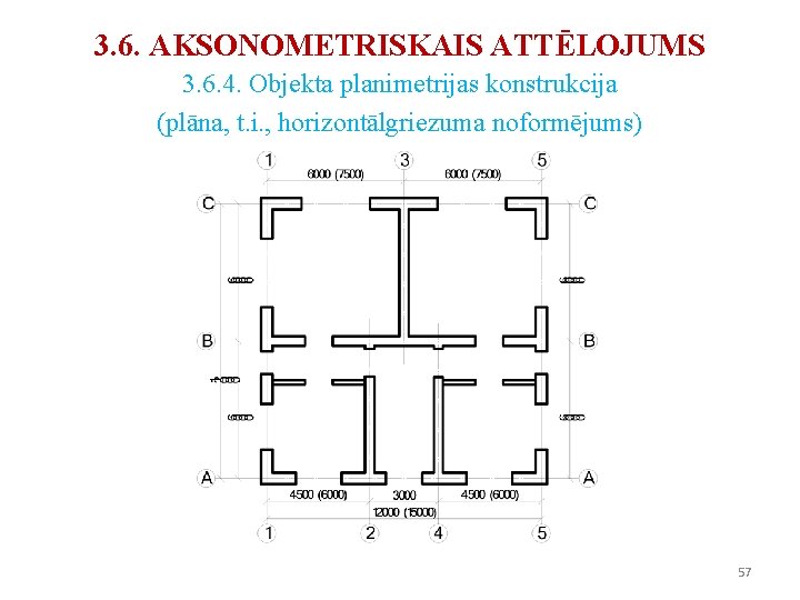 3. 6. AKSONOMETRISKAIS ATTĒLOJUMS 3. 6. 4. Objekta planimetrijas konstrukcija (plāna, t. i. , 3. 6. AKSONOMETRISKAIS ATTĒLOJUMS 3. 6. 4. Objekta planimetrijas konstrukcija (plāna, t. i. ,