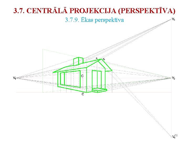 3. 7. CENTRĀLĀ PROJEKCIJA (PERSPEKTĪVA) 3. 7. 9. Ēkas perspektīva 78 3. 7. CENTRĀLĀ PROJEKCIJA (PERSPEKTĪVA) 3. 7. 9. Ēkas perspektīva 78
