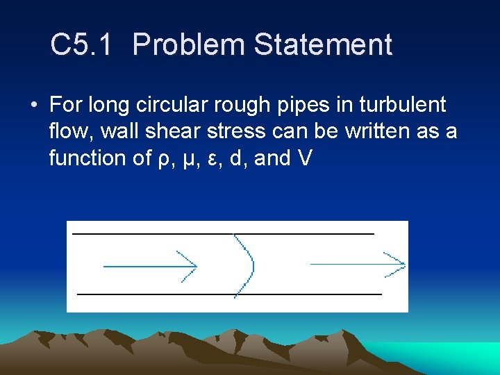 C 5. 1 Problem Statement • For long circular rough pipes in turbulent flow,