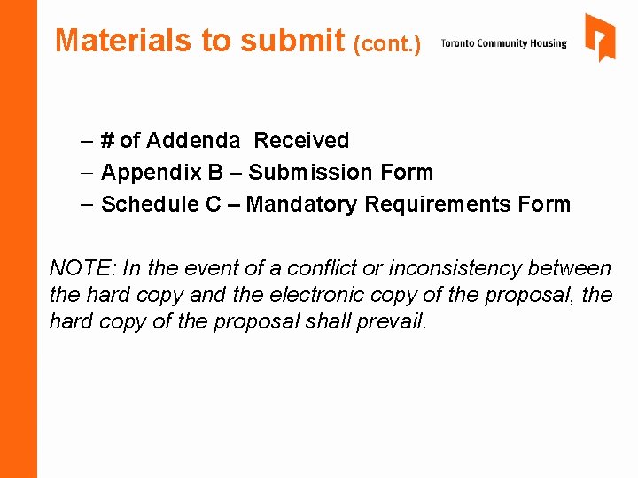 Materials to submit (cont. ) – # of Addenda Received – Appendix B – Materials to submit (cont. ) – # of Addenda Received – Appendix B –