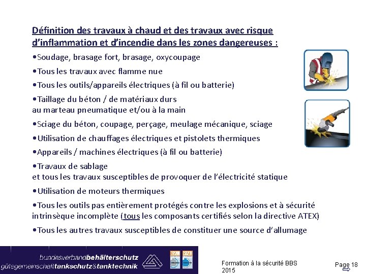 Définition des travaux à chaud et des travaux avec risque d’inflammation et d’incendie dans