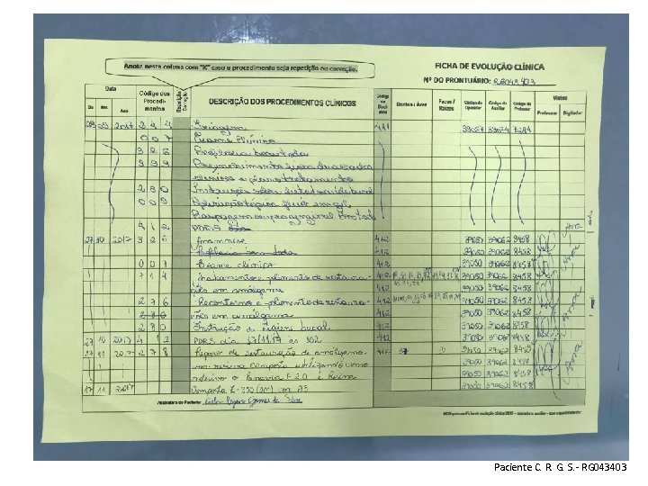Paciente C. R. G. S. - RG 043403 Paciente C. R. G. S. - RG 043403