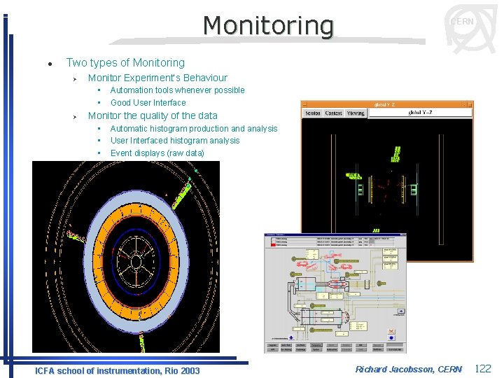 Monitoring l CERN Two types of Monitoring Ø Monitor Experiment’s Behaviour • • Ø