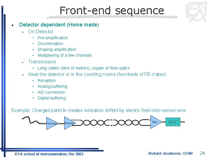 Front-end sequence l CERN Detector dependent (Home made) Ø On Detector • • Ø