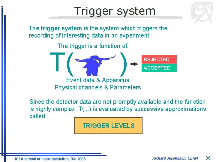 Trigger system CERN The trigger system is the system which triggers the recording of