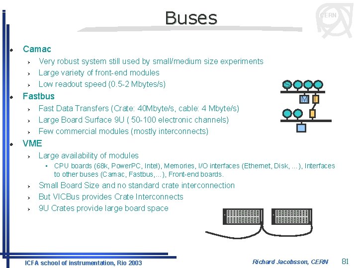 Buses l Camac Ø Ø Ø l Very robust system still used by small/medium