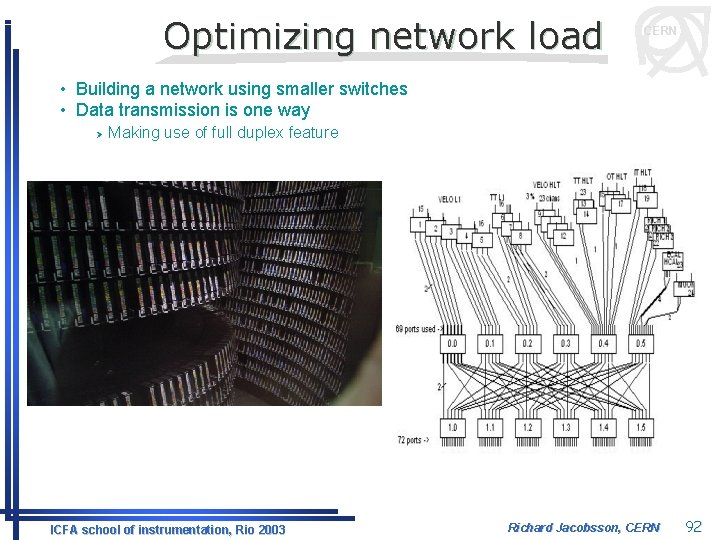 Optimizing network load CERN • Building a network using smaller switches • Data transmission