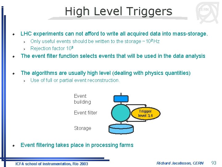 High Level Triggers l CERN LHC experiments can not afford to write all acquired