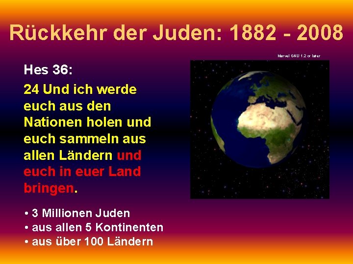Rückkehr der Juden: 1882 - 2008 Marvel GNU 1. 2 or later Hes 36: