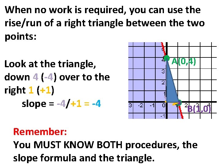 When no work is required, you can use the rise/run of a right triangle