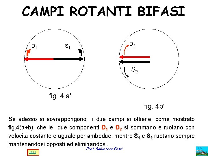 CAMPI ROTANTI BIFASI D 1 D 2 S 1 S 2 fig. 4 a’ CAMPI ROTANTI BIFASI D 1 D 2 S 1 S 2 fig. 4 a’