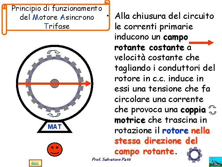 Principio di funzionamento • Alla chiusura del circuito del Motore Asincrono Trifase le correnti Principio di funzionamento • Alla chiusura del circuito del Motore Asincrono Trifase le correnti