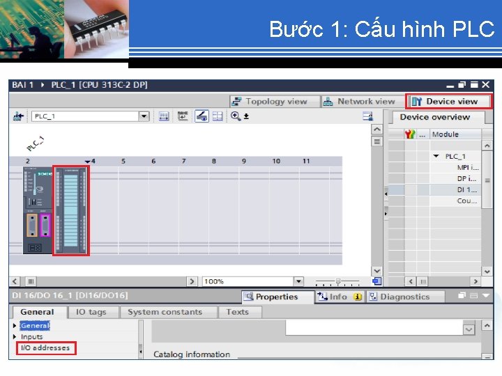 Bước 1: Cấu hình PLC 