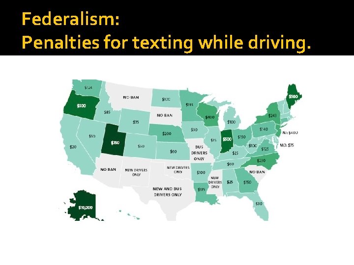 Federalism: Penalties for texting while driving. 