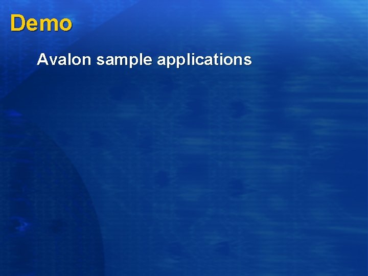 Demo Avalon sample applications 