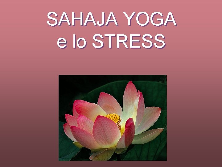 SAHAJA YOGA e lo STRESS 