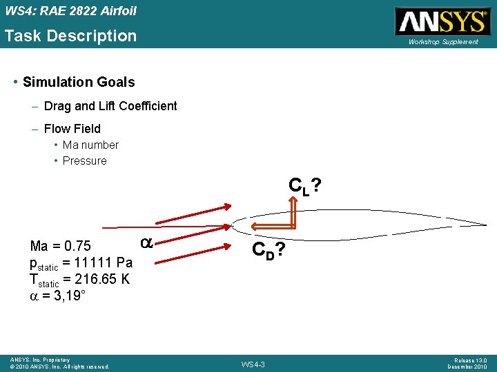 WS 4: RAE 2822 Airfoil Task Description Workshop Supplement • Simulation Goals – Drag WS 4: RAE 2822 Airfoil Task Description Workshop Supplement • Simulation Goals – Drag