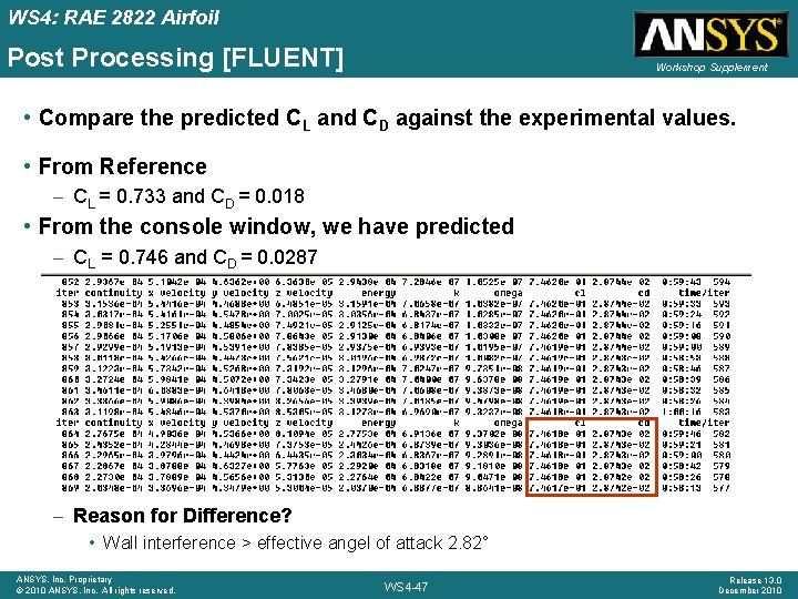 WS 4: RAE 2822 Airfoil Post Processing [FLUENT] Workshop Supplement • Compare the predicted