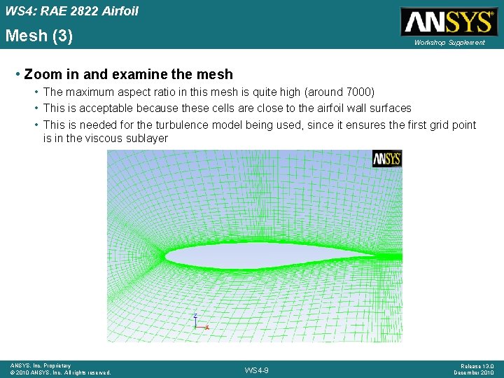 WS 4: RAE 2822 Airfoil Mesh (3) Workshop Supplement • Zoom in and examine WS 4: RAE 2822 Airfoil Mesh (3) Workshop Supplement • Zoom in and examine