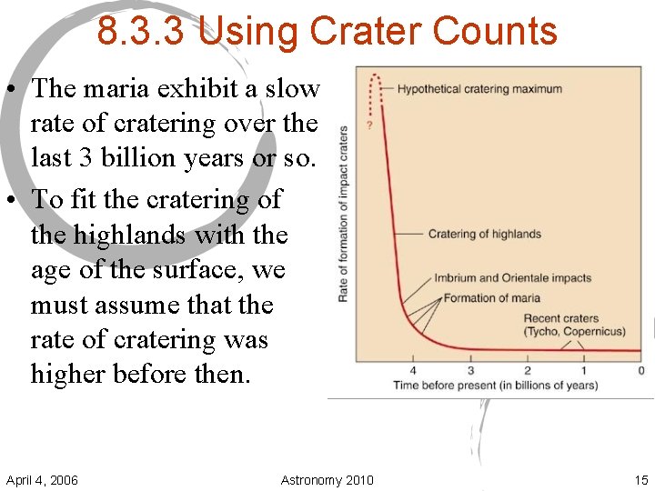 8. 3. 3 Using Crater Counts • The maria exhibit a slow rate of