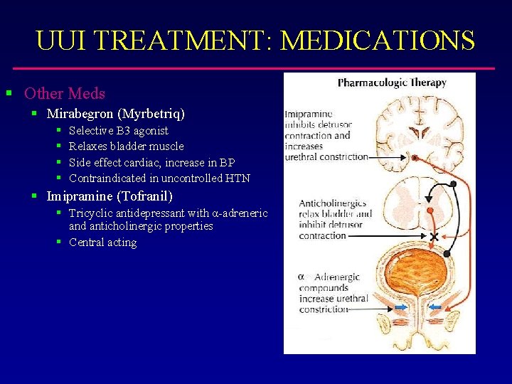 UUI TREATMENT: MEDICATIONS § Other Meds § Mirabegron (Myrbetriq) § § Selective B 3