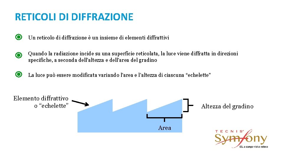 RETICOLI DI DIFFRAZIONE Un reticolo di diffrazione è un insieme di elementi diffrattivi Quando