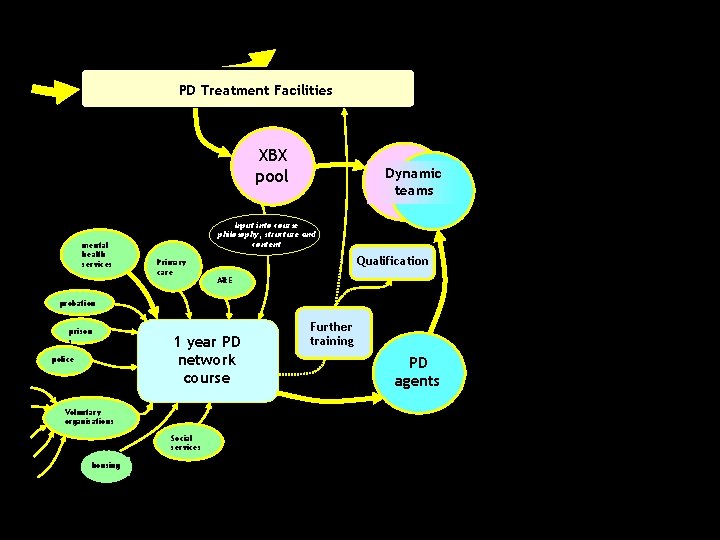 PD Treatment Facilities XBX pool mental health services Dynamic teams Input into course philosophy,