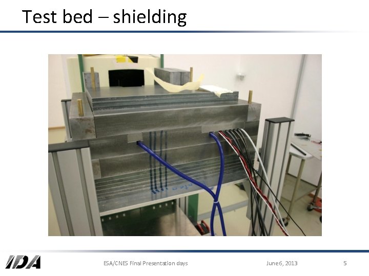 Test bed – shielding ESA/CNES Final Presentation days June 6, 2013 5 