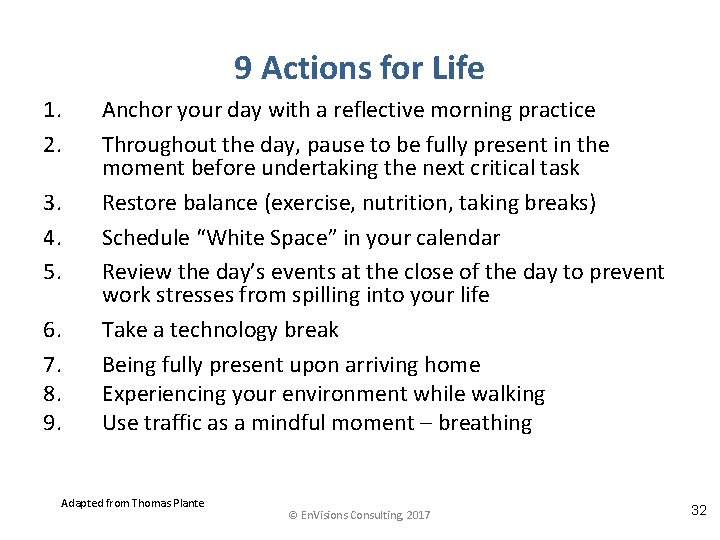 9 Actions for Life 1. 2. 3. 4. 5. 6. 7. 8. 9. Anchor
