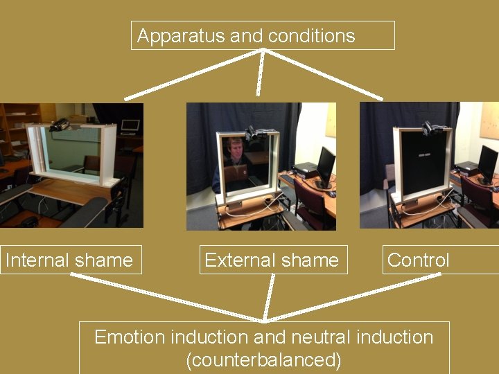 Apparatus and conditions Internal shame External shame Control Emotion induction and neutral induction (counterbalanced)