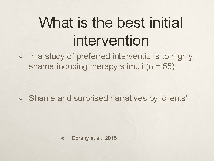 What is the best initial intervention In a study of preferred interventions to highlyshame-inducing