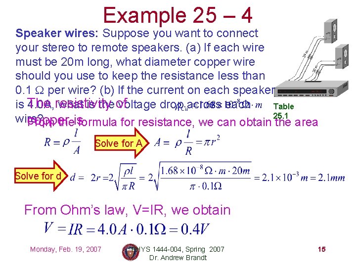 Example 25 – 4 Speaker wires: Suppose you want to connect your stereo to