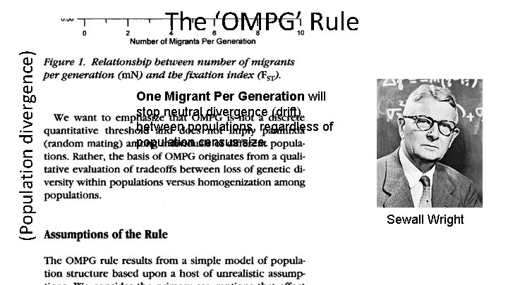 (Population divergence) The ‘OMPG’ Rule One Migrant Per Generation will stop neutral divergence (drift)