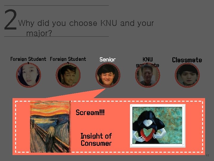 2 Why did you choose KNU and your major? Foreign Student 1 2 Senior