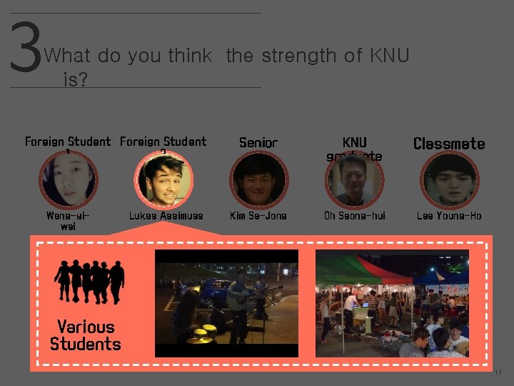 3 What do you think the strength of KNU is? Foreign Student 1 2