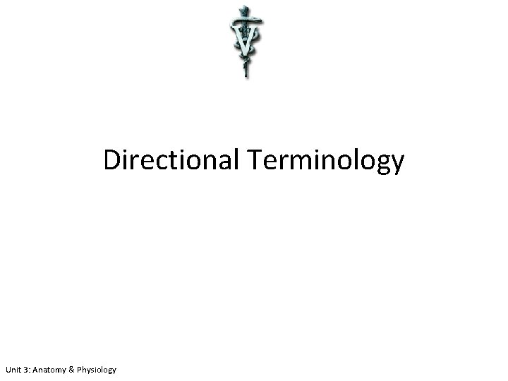 Directional Terminology Unit 3: Anatomy & Physiology 