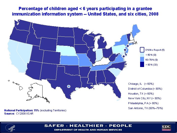 Percentage of children aged < 6 years participating in a grantee immunization information system
