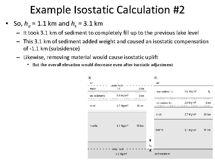 Example Isostatic Calculation #2 • So, ha = 1. 1 km and hs =