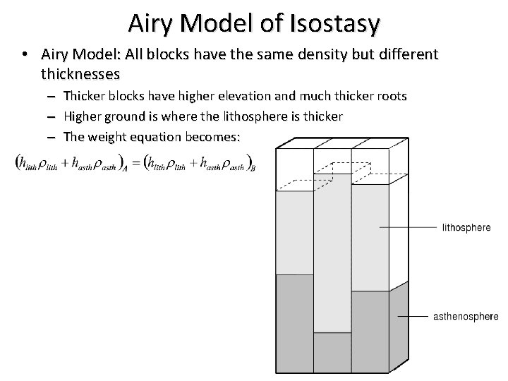 Airy Model of Isostasy • Airy Model: All blocks have the same density but