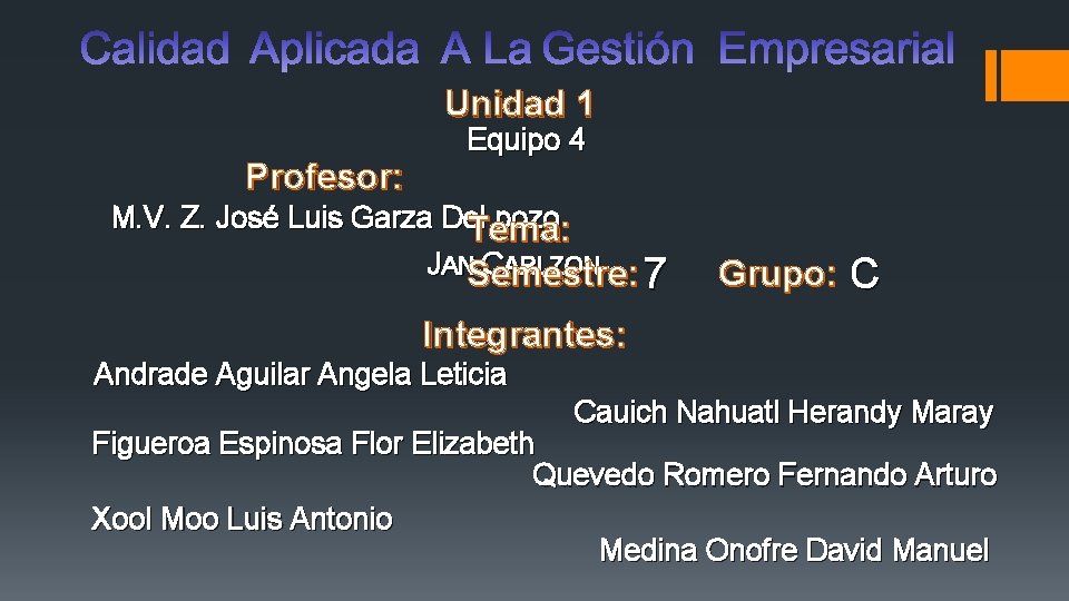 Unidad 1 Profesor: Equipo 4 M. V. Z. José Luis Garza Del pozo Tema: